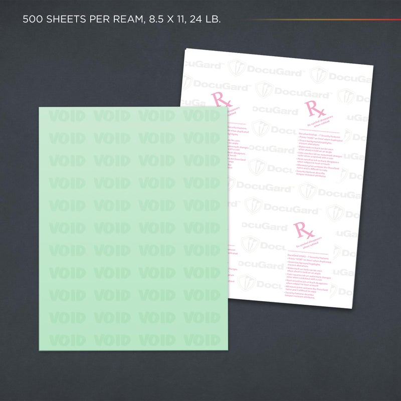 DocuGard Medical Security Papers  24 lb Bond Weight  8.5 x 11  Green  500/Ream - Image 2